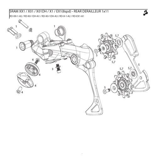 SRAM MTB XX1 / X01 / X1 / EX1 bagskifter