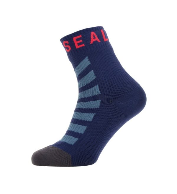 SEALSKINZ Warm Weather Ankle Sock Hydrostop - Navy-Grey-Red - 111000566400XX - allbike.dk