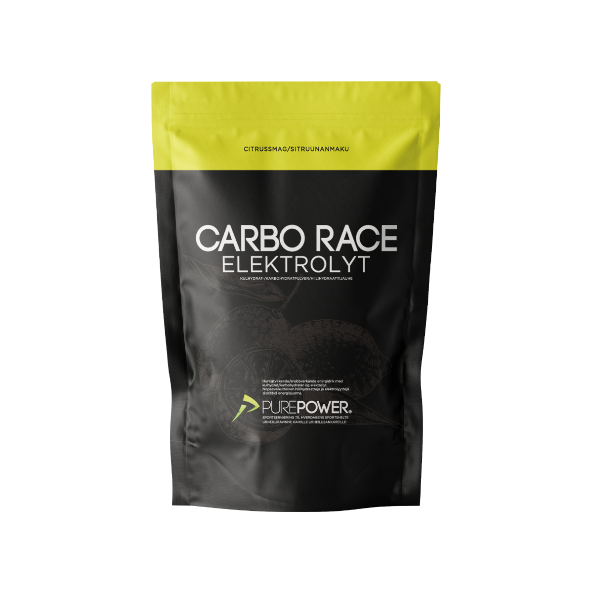 Purepower Energidrik Carbo Race Elektrolyt - 1000g - Citrus - 6924300 - allbike.dk