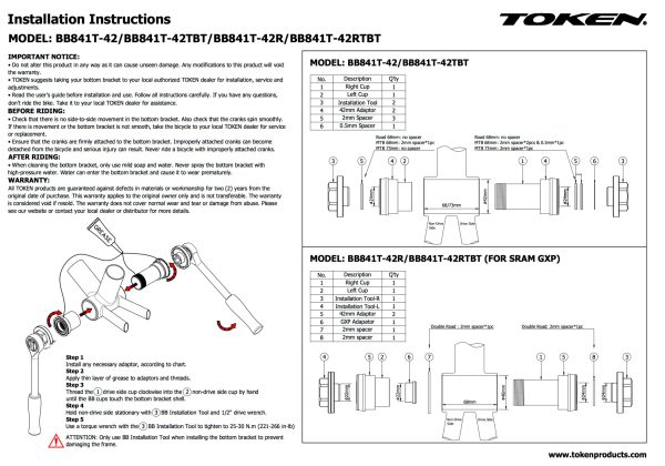 TOKEN Krankboks TF Pressfit Hollowtech - TK-BB841T-46A - 2793