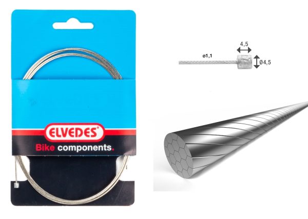Elvedes Gearwire 1,1 mm x 2250 mm Slick - EL6472RVSSHIMSLICK - allbike.dk