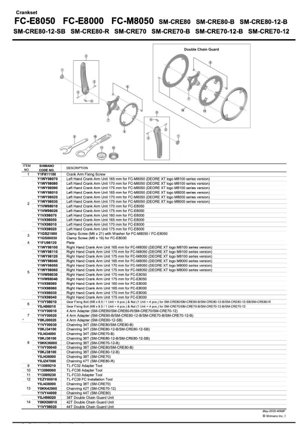 Shimano Klingebolte SM-CRE80/CRE80-B/CRE80-12B -  Y1VY98010