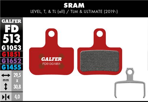 Bremseklods Galfer G1851 SRAM Force/Level/Red - FD513G1851 - allbike.dk