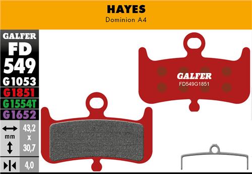 Galfer Bremseklods G1851 Hayes Dominion A4 - FD549G1851 - allbike.dk