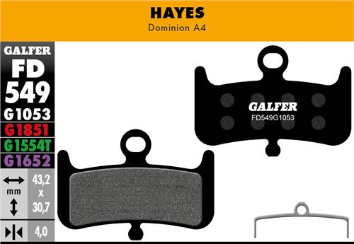 Galfer Bremseklods G1053 Hayes Dominion A4 - FD549G1053 - allbike.dk
