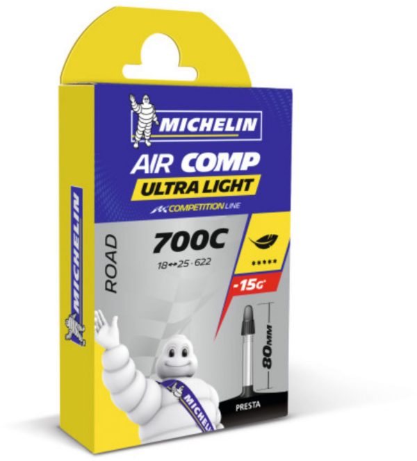 Slange Michelin Aircomp Ultralight 700 x 18-25C (FV80) - 837288 - allbike.dk