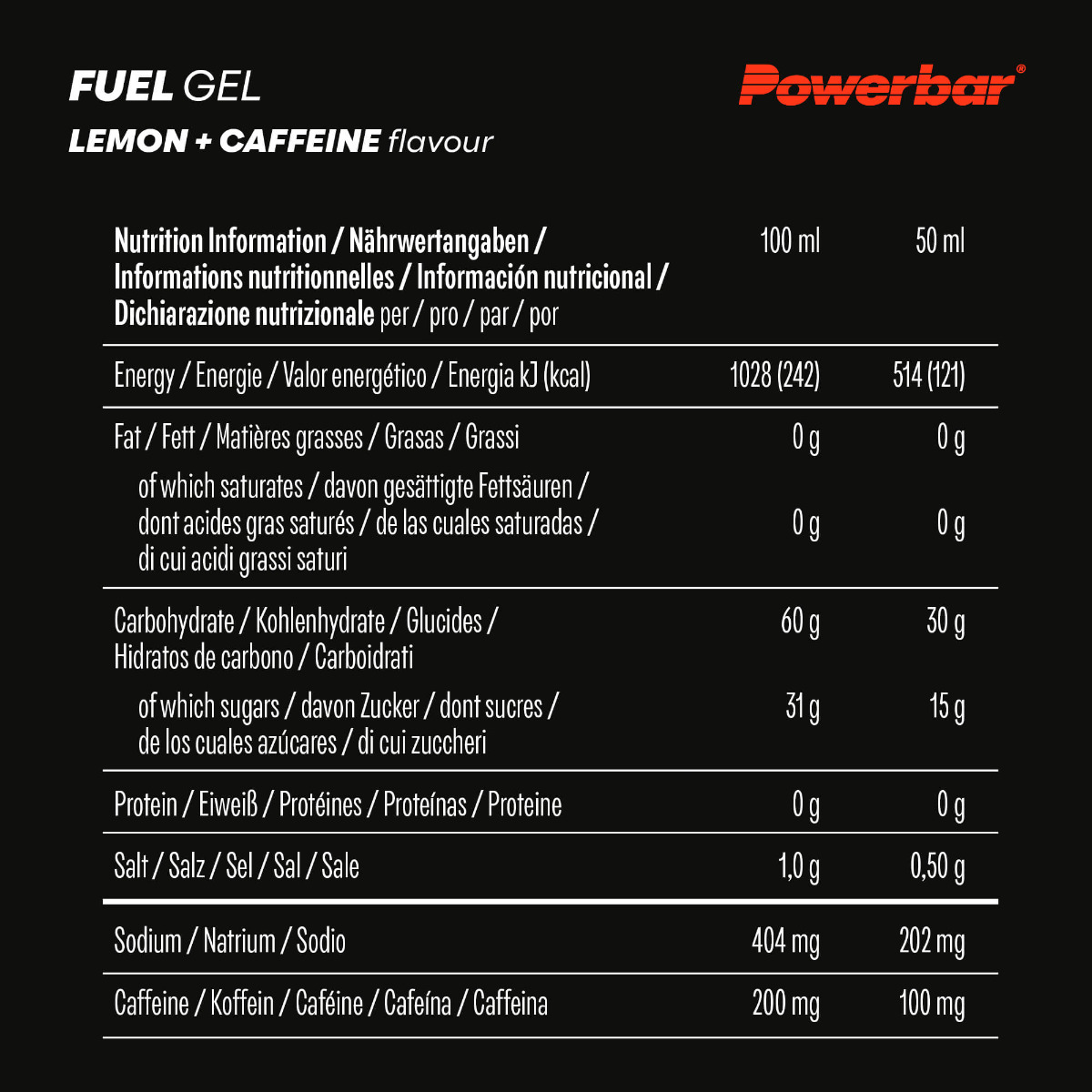 PowerBar Black Line Fuel Gel 30 - Lemon - 50 ml - 22060000