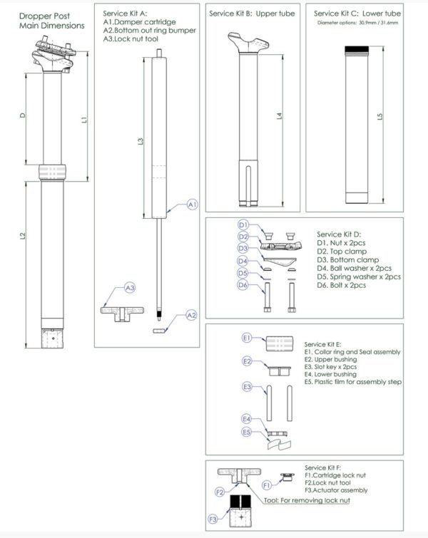 Contec drop-a-gogo dropperpost Servicekit C - Ø31,6 mm - 150 mm drop - 03284494