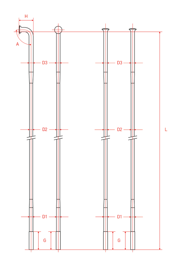 DT Swiss eger J-Bend Revolution 2/1,5/2 mm - Sort - SRE020xxxS0100