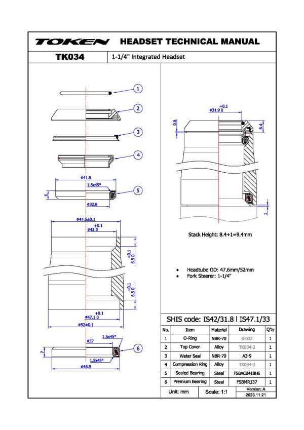 TOKEN Styrfitting 1-1/8" - 1-1/4" Giant - TK034 - 3427