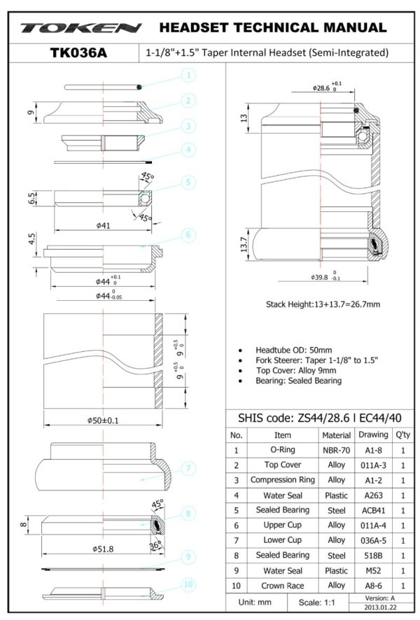 TOKEN Styrfitting 1-1/8" - 1,5" - TK036A - 393