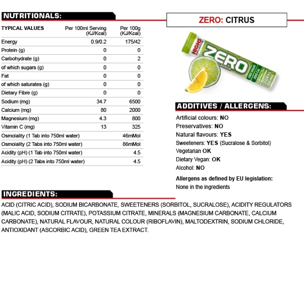 High5 ZERO eletrolyte tabs - 20 stk