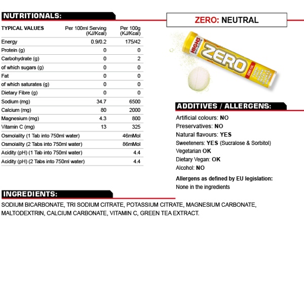 High5 ZERO eletrolyte tabs - 20 stk
